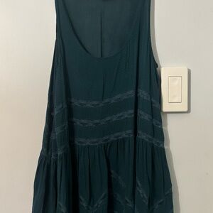 Free People Voile and Lace Trapeze Slip dress in dark teal